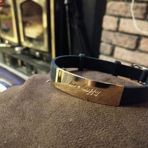 Live happy blue silicone bracelet